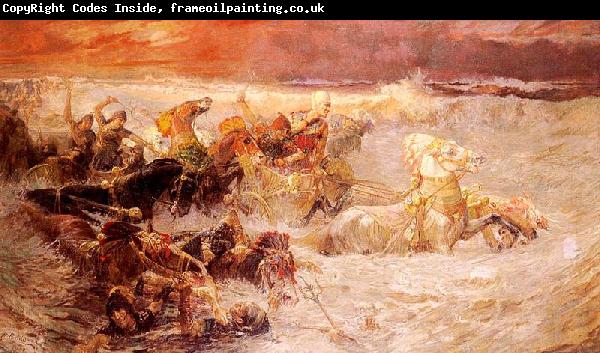 Frederick Arthur Bridgman Pharaoh's army engulfed by the Red Sea
